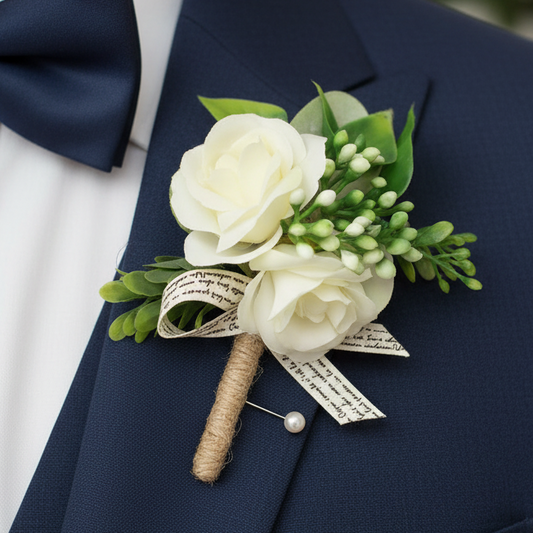 White Wedding Buttonhole
