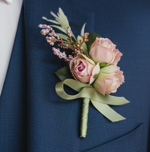 Pink & Sage Wedding Buttonhole