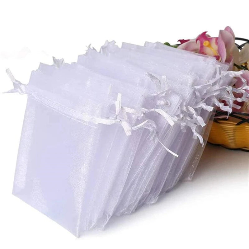 Wedding favour drawstring bags in assorted colours – ideal for small guest gifts or treats