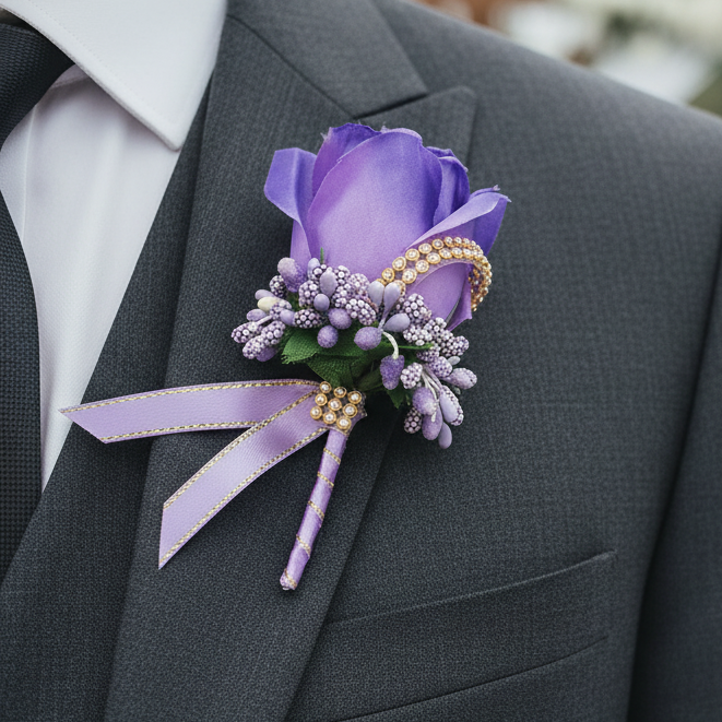 Purple Wedding Buttonhole