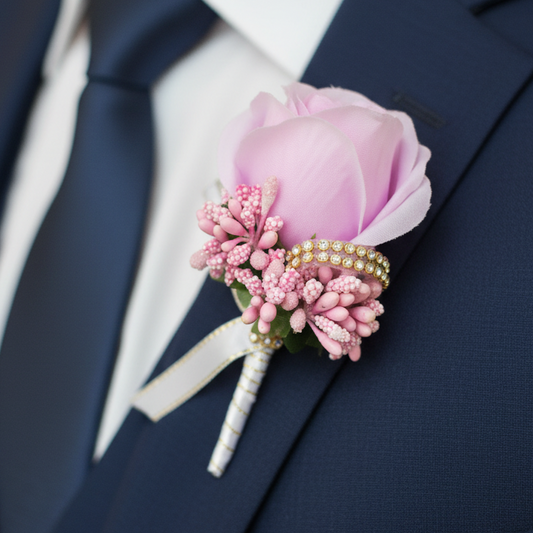 Pink & Light Purple Wedding Buttonhole