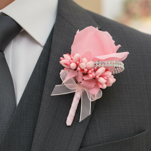 Pink Wedding Buttonhole