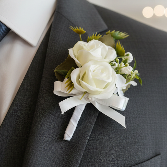 White Wedding Buttonhole