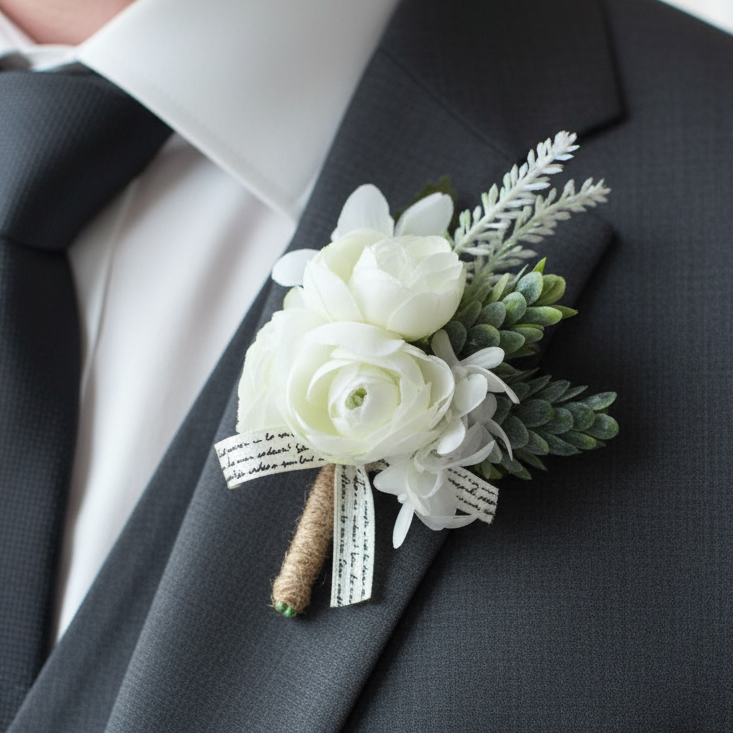 White Wedding Buttonhole