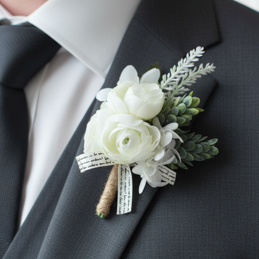 White Wedding Buttonhole