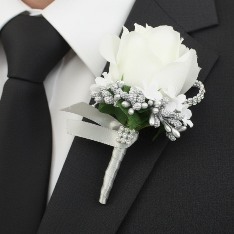 White Wedding Buttonhole