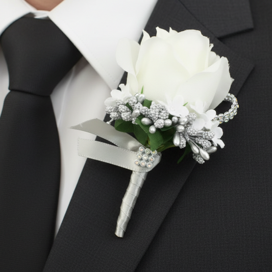 White Wedding Buttonhole