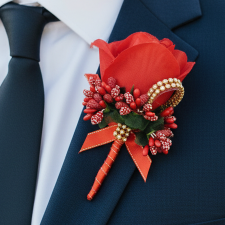 Red Wedding Buttonhole