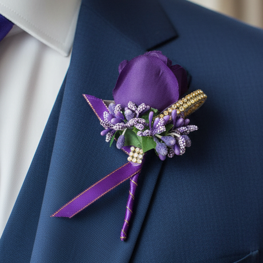 Purple Wedding Buttonhole
