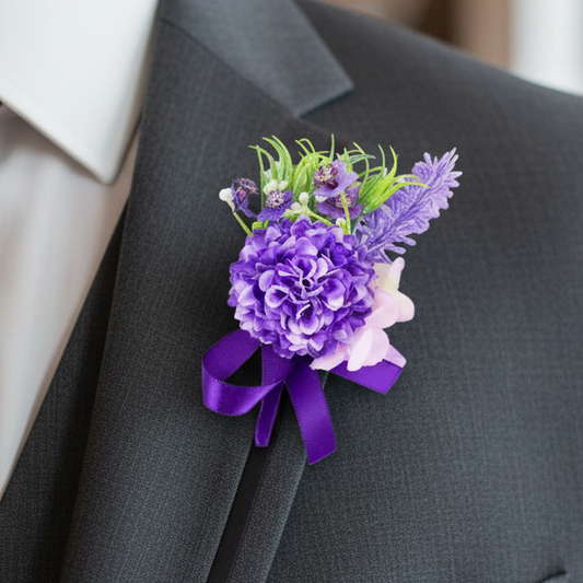 Purple Wedding Buttonhole