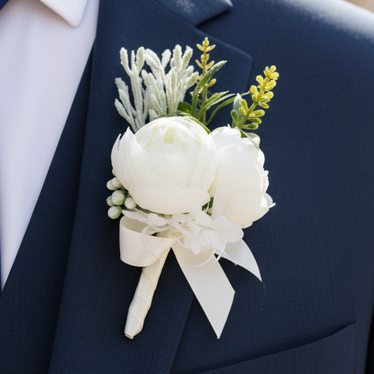 White Wedding Buttonhole