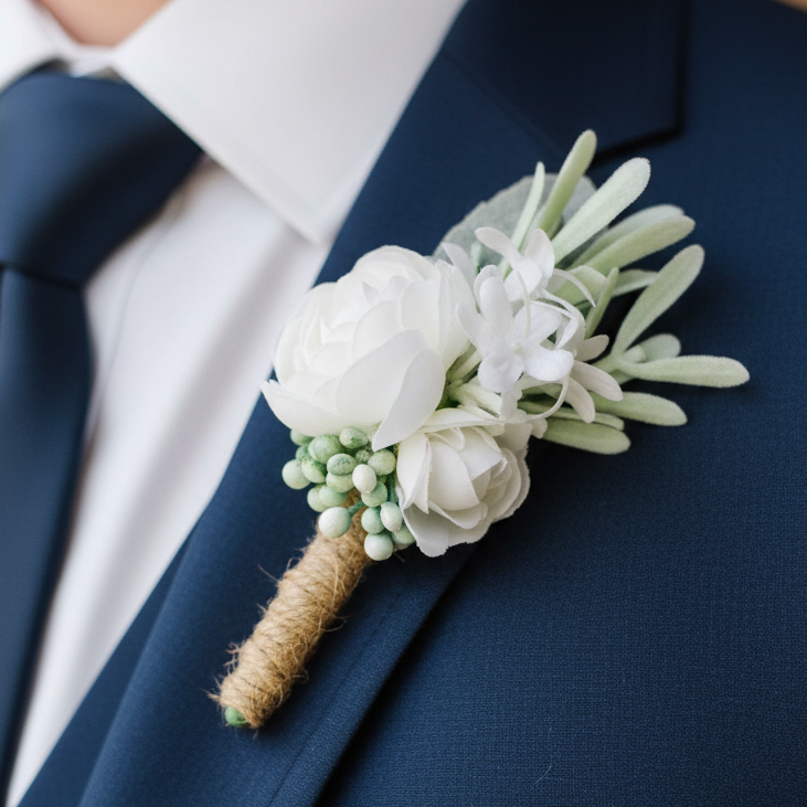 White Wedding Buttonhole