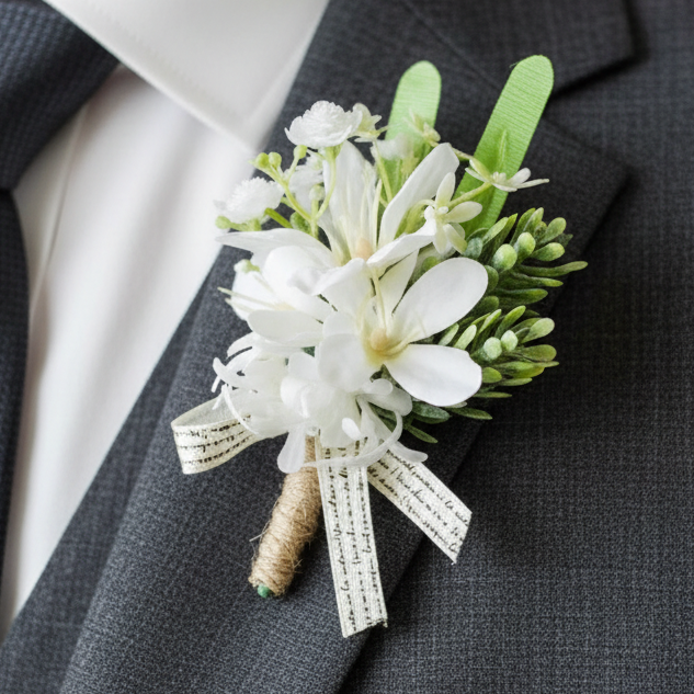 White Wedding Buttonhole