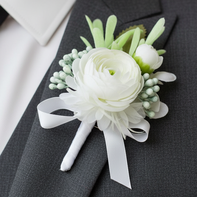White Wedding Buttonhole