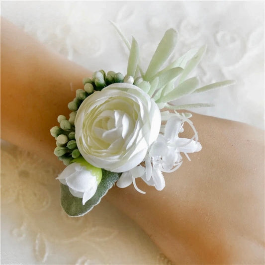 White Wedding Wrist Corsage