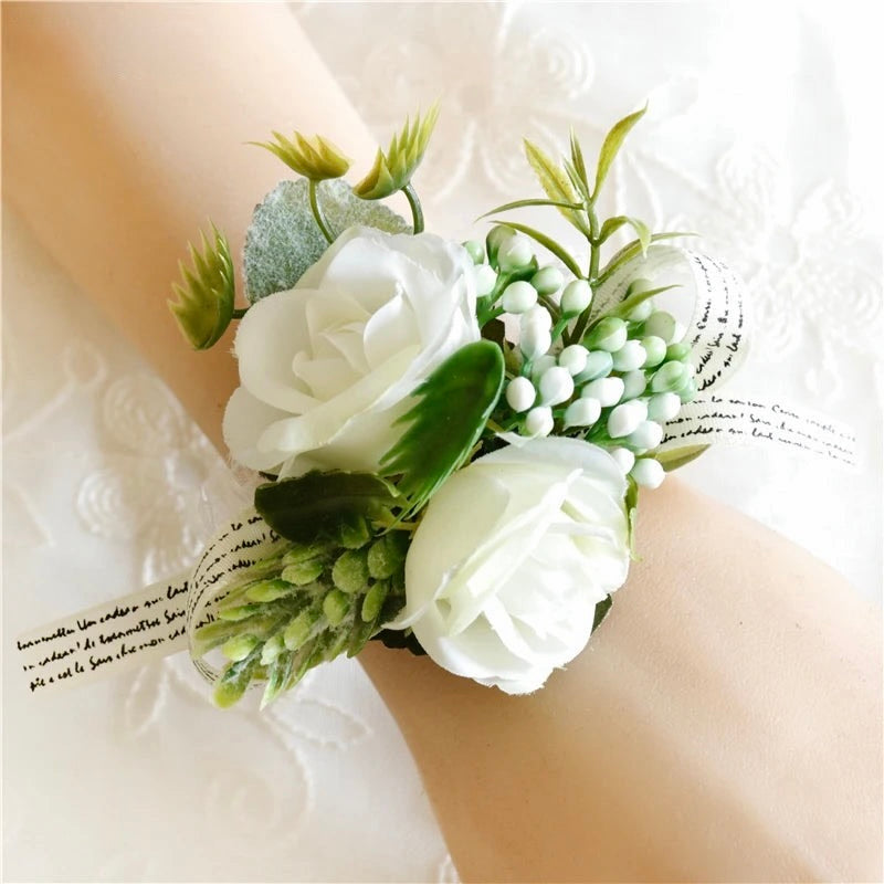 White Wedding Wrist Corsage