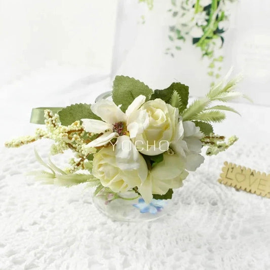 White Wedding Wrist Corsage