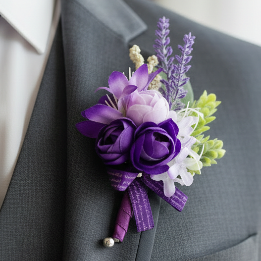 Purple Wedding Buttonhole