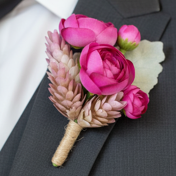 Pink Wedding Buttonhole
