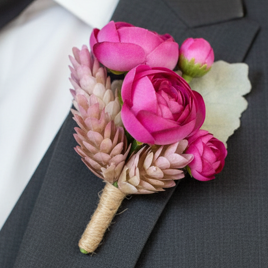 Pink Wedding Buttonhole