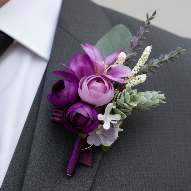 Purple Wedding Buttonhole