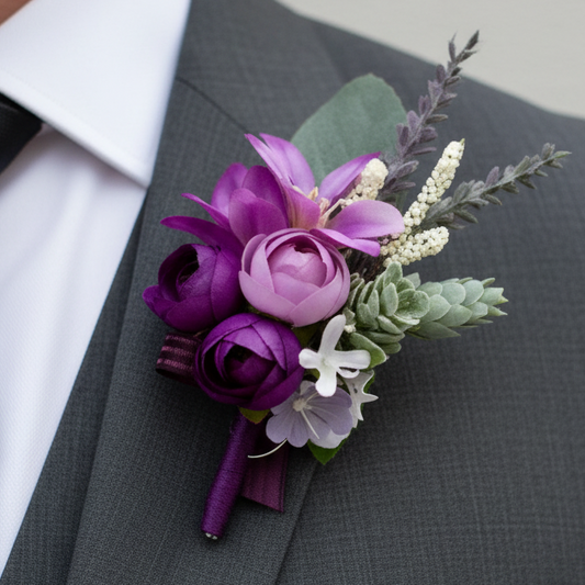 Purple Wedding Buttonhole