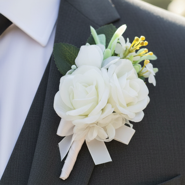 White Wedding Buttonhole