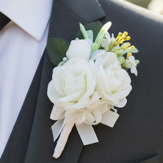 White Wedding Buttonhole