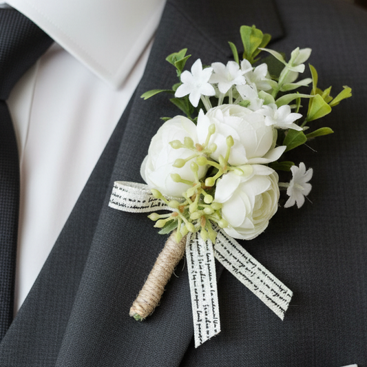 White Wedding Buttonhole