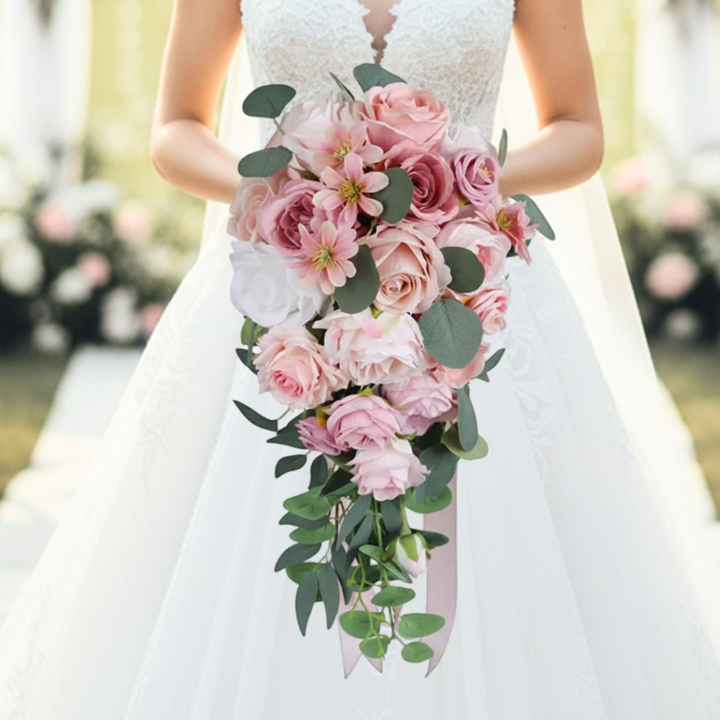 Pink & Blush Cascading Bridal Bouquet