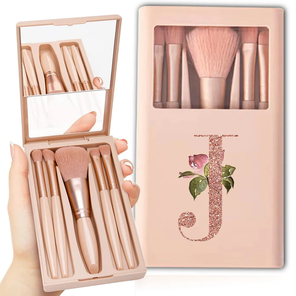 Makeup Brush Set with Case & Mirror