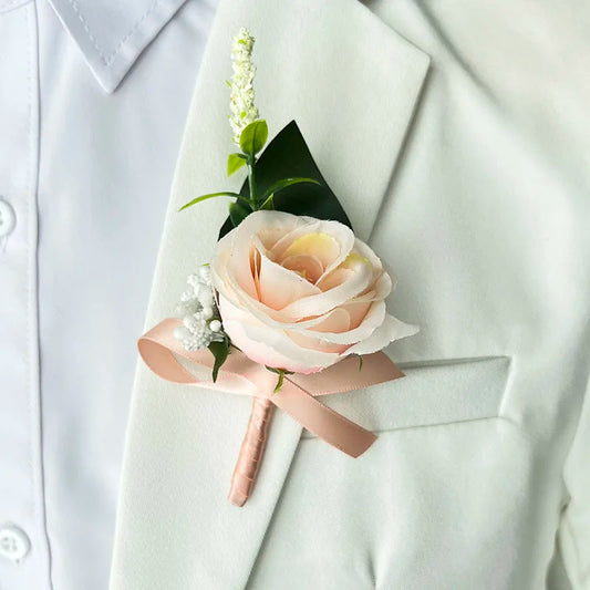 Peach Wedding Buttonhole