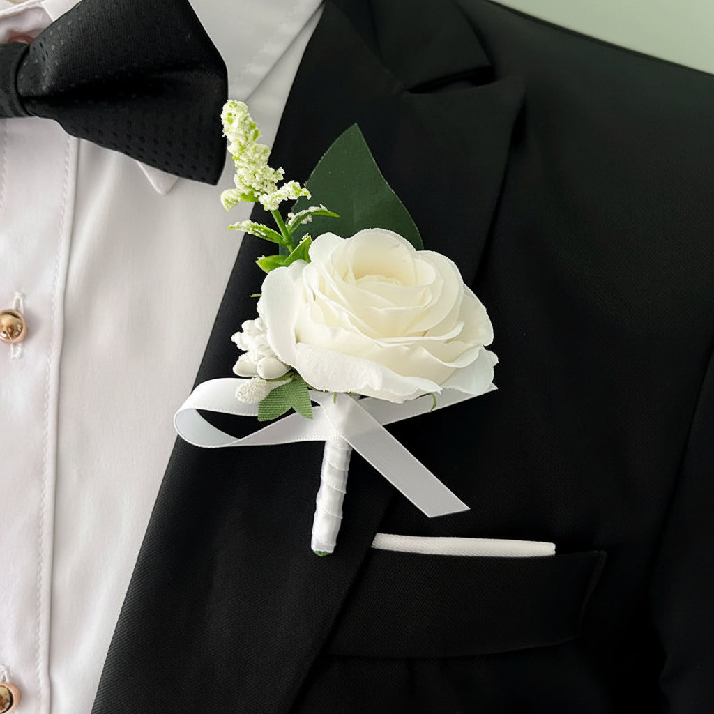 White Wedding Buttonhole