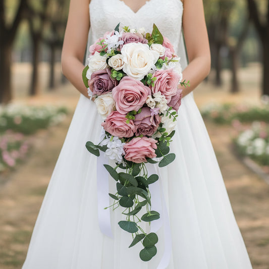 Pink Cascading Bridal Bouquet