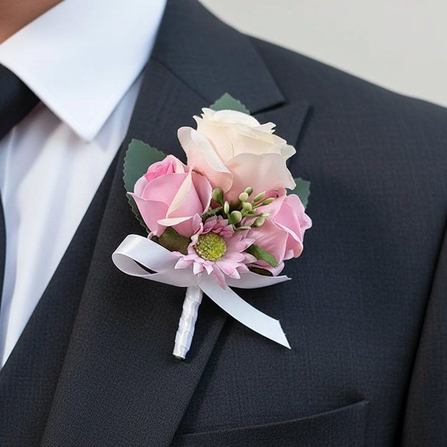 Pink & Champagne Wedding Buttonhole