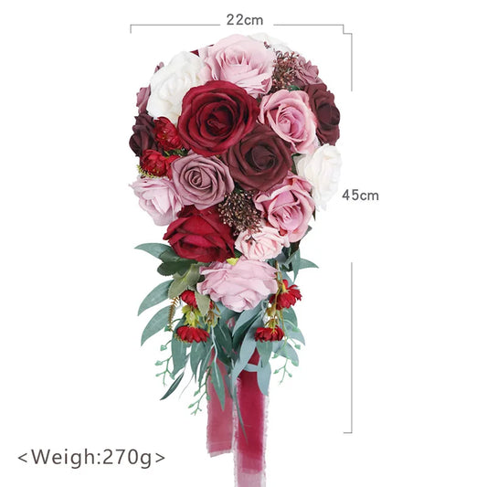 Red & Pink Cascading Bridal Bouquet