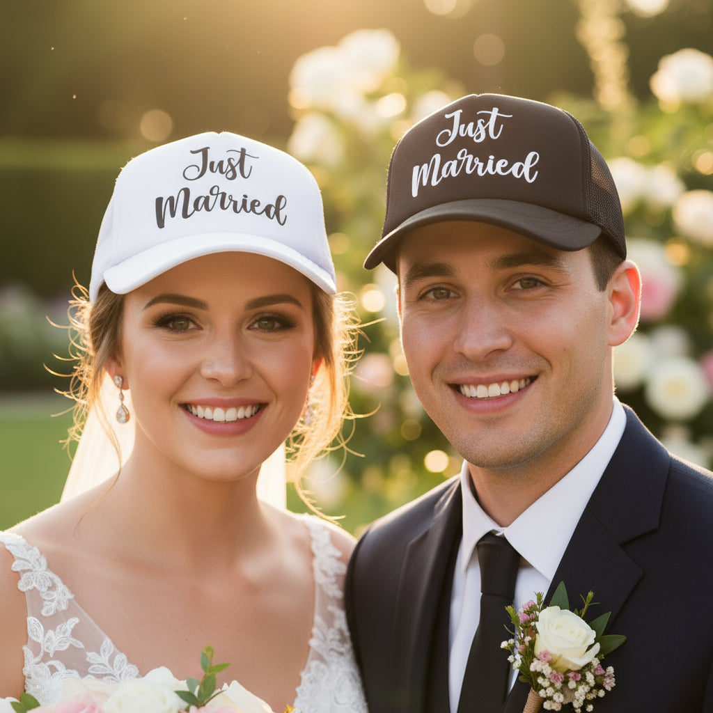 Just Married Bride & Groom Hats