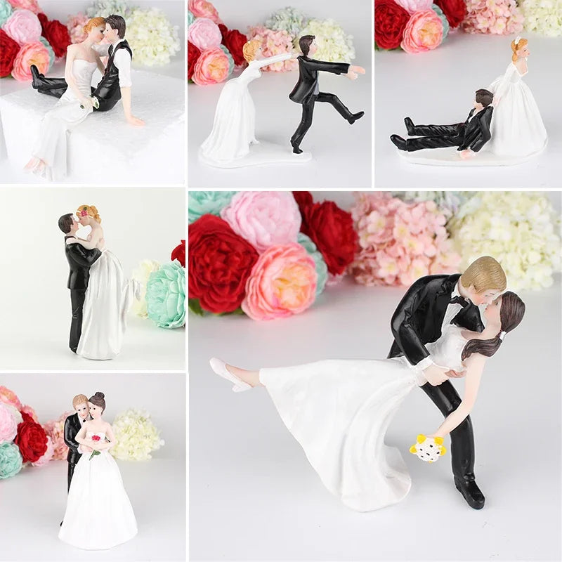 Romantic Bride Groom Dolls Wedding Decoration Supplies Cake Toppers Dolls Resin Marry Valentine's Figurine Gifts