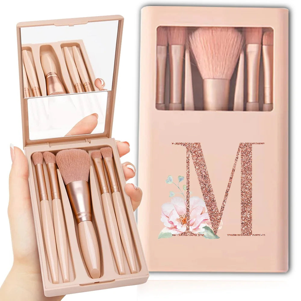 Makeup Brush Set with Case & Mirror