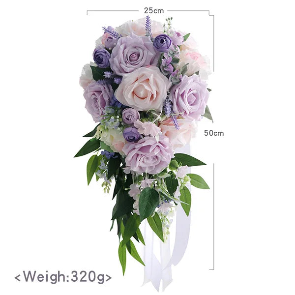 Purple & Pink Cascading Bridal Bouquet