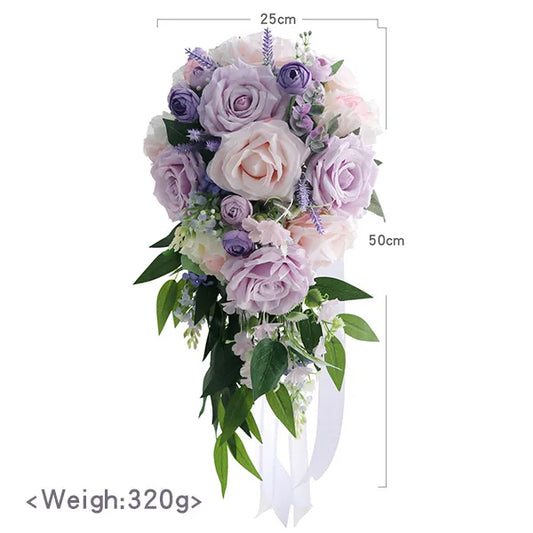 Purple & Pink Cascading Bridal Bouquet