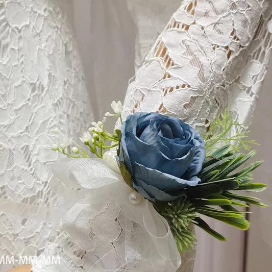Floral wedding wrist corsage for guests and bridal party