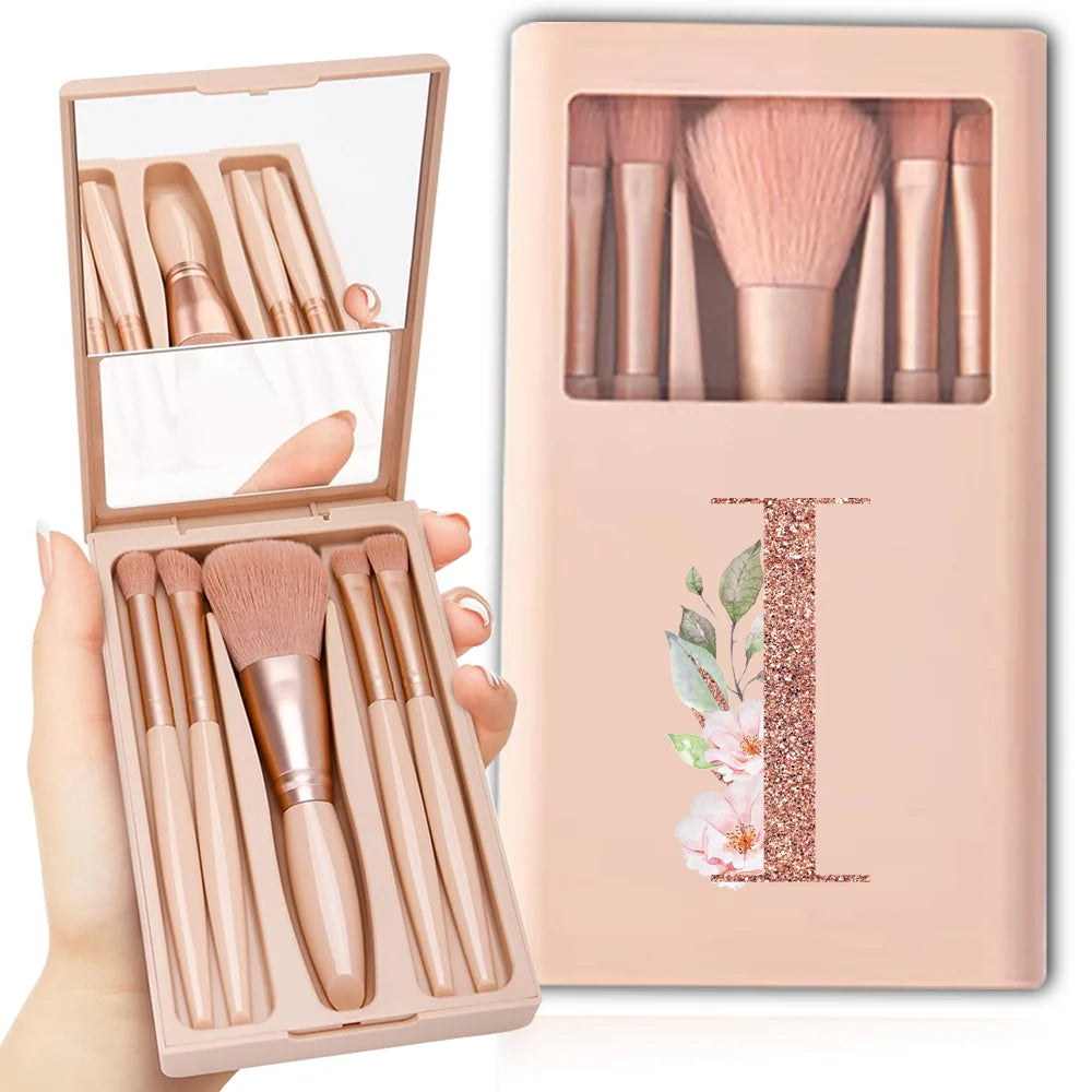 Makeup Brush Set with Case & Mirror