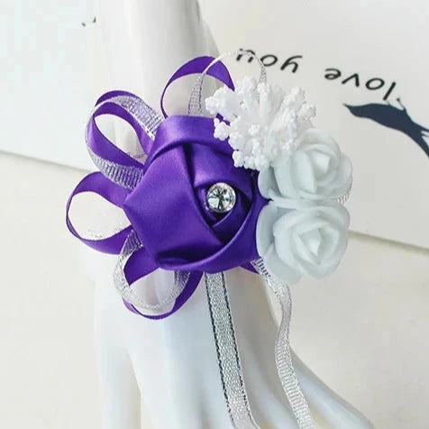Artificial wedding wrist corsage with silk style flower