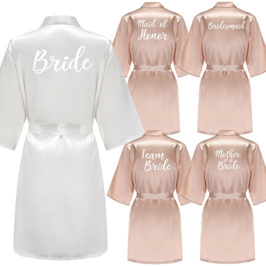 Champagne bridal party robe for bride and bridesmaids
