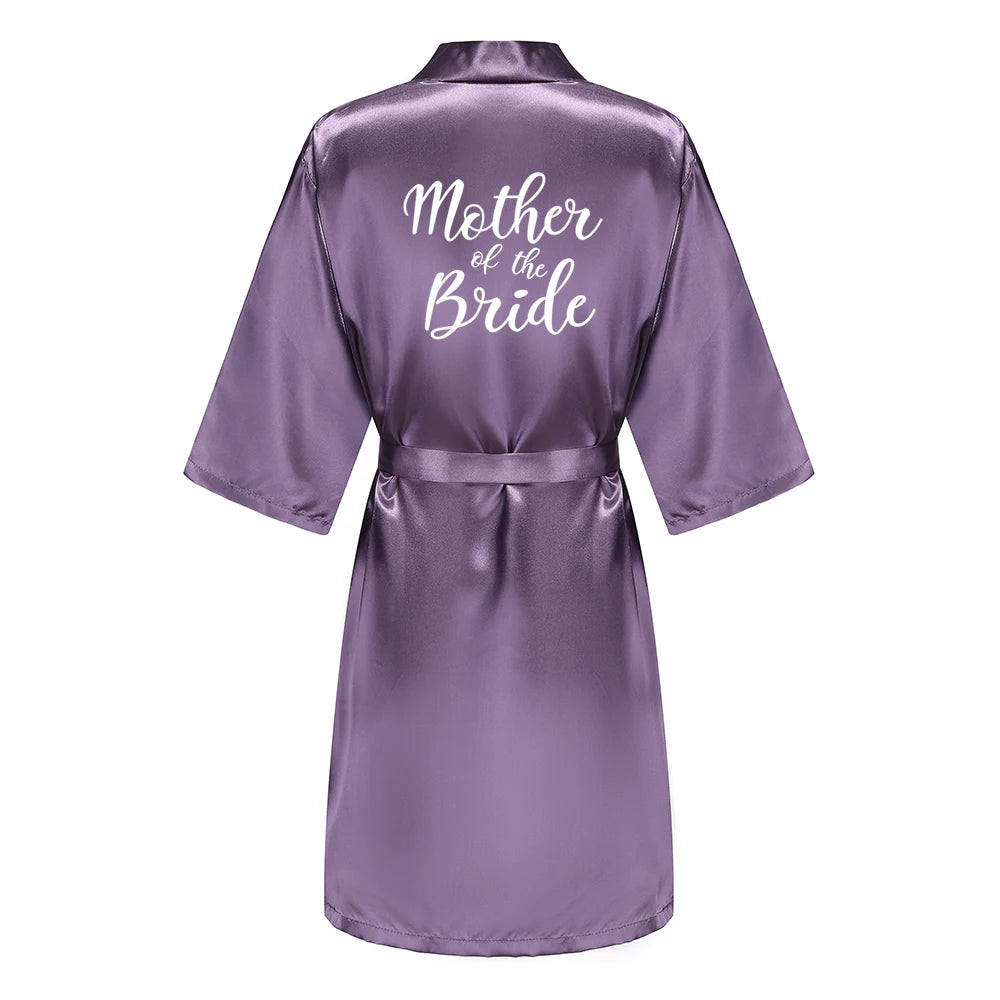 Mauve satin style bridal party robe – personalised with bridal role on back