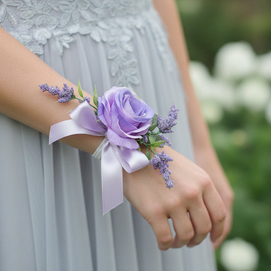 Purple Wedding Wrist Corsage