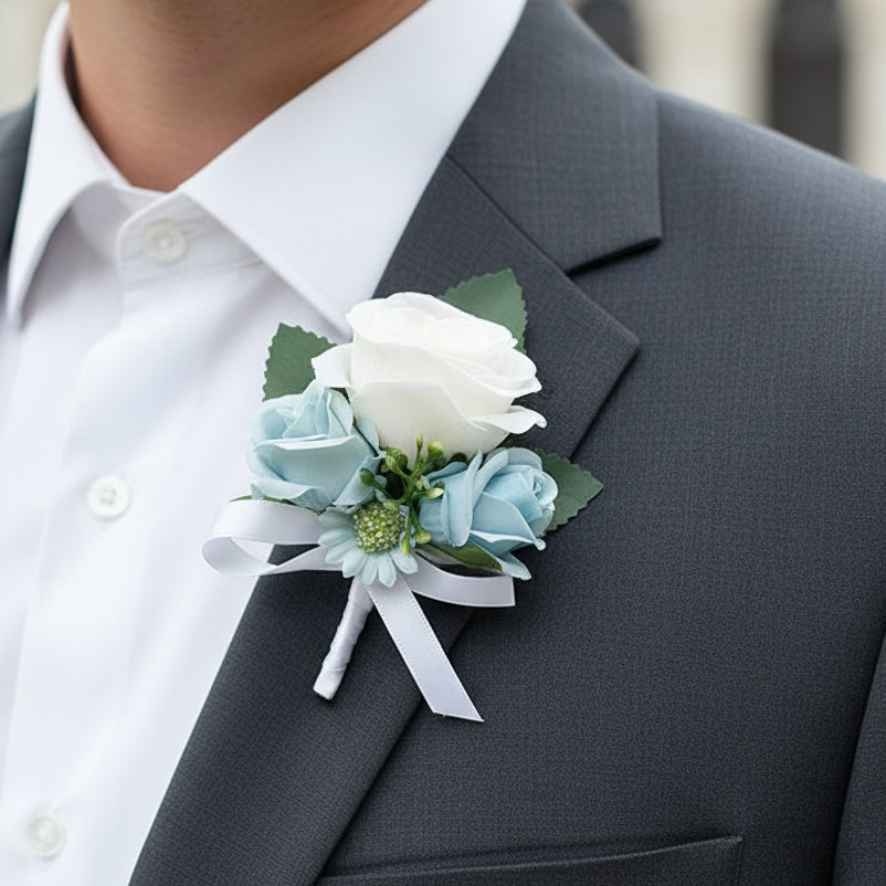 Blue & White Wedding Buttonhole