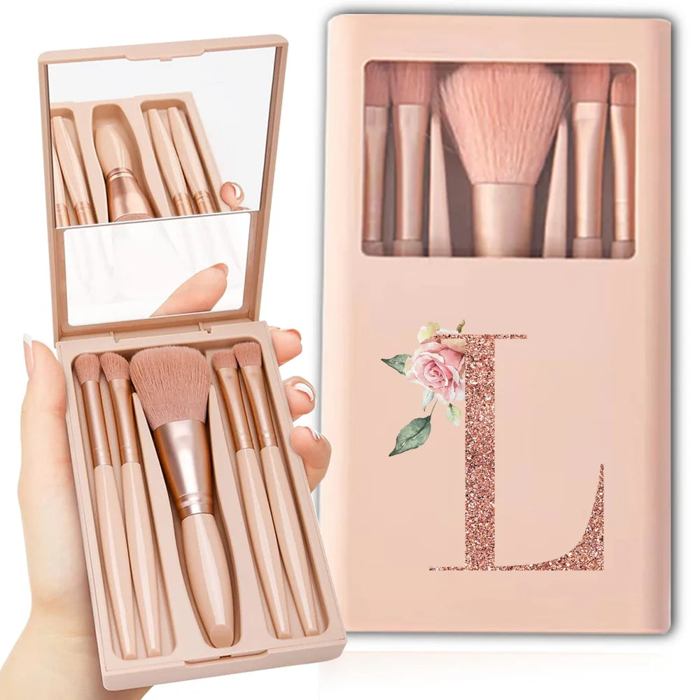 Makeup Brush Set with Case & Mirror