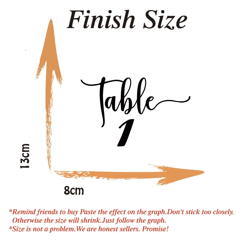 Wedding Table Number Stickers